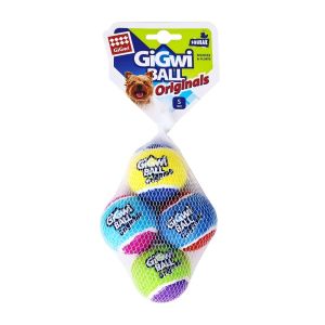 Gigwi Ball Originals - Bộ 3 bóng tennis banh nỉ mềm nảy có tiếng chút chít đồ chơi cho chó - Đen Ta pet shop