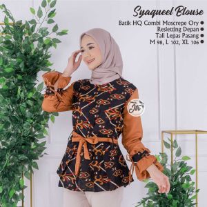 Syaqueel Blouse Batik Wanita Modern Baju Kerja Kantor Seragaman / blouse wanita kekinan / blouse batik wanita kerja / blosue batik atasan wanita modern / blouse batik lengan panjang