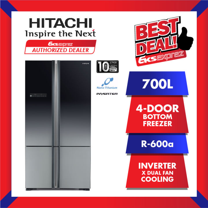 Hitachi RWB850P5M XGR 700L 4Door Bottom Freezer INVERTER Fridge