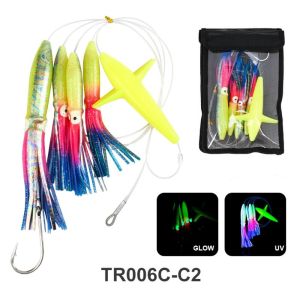 MYTHIS 151g Weight Rotating Propeller Bait Squid Tuna Mackerel Design UV Reflective Dragged Bait Lure Reusable Propeller Action Artificial Marine Bait Marine Fishing