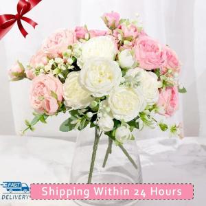 Artificial Flower Heads 5 Big Head 4 Small Bud Bride Decorations Bouquet Peony Artificial Flower Wedding Home Decoration Artifi h2609