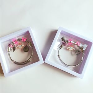 Gelang  Tangan TITANIUM BANGLE CHARM LIONTIN OWL LOVE BUTTERFLY