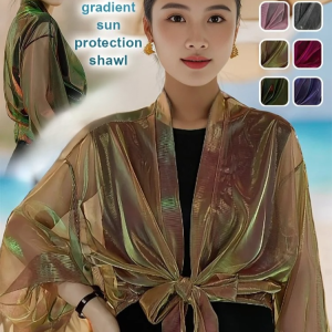 Womens Sunscreen Coat Shawl Half-sleeved Tops Thin Cardigan Coat Korean Gradient Sunscreen Shawl Summer Travel Sunscreen Shawl