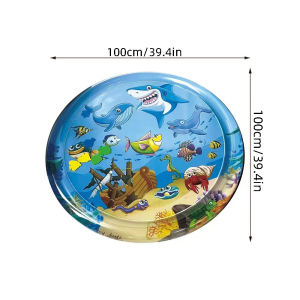 Summer PVC Inflatable Water Bed Large Round Splash Pad for Babies Cartoon Shark/Octopus/Whale Fun Activity & Baby Exercise Play Mat