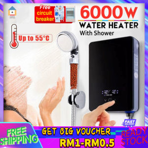 【Malaysia Spot Sale】High-quality instant electric water heater 6000W power 3 seconds to produce hot water Smart touch control simple operation and fast heating LED display water heater