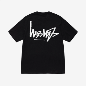 official Authentic Stussy Flipped T-Shirt Black Same style for men and women