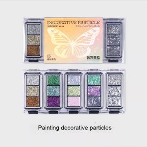 15-color Painting Decorative Glitter Particles Pearlescent Solid Pigment Watercolor/manicure Portable Pigment Art Supplies