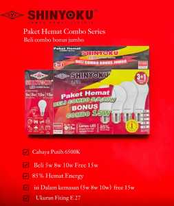 SHINYOKU LED COMBO SERIES PAKET HEMAT BELI COMBO 5WATT  8WATT  10WATT BONUS COMBO 15 WATT / SHINYOKU LED COMBO BELI 3 FREE 1