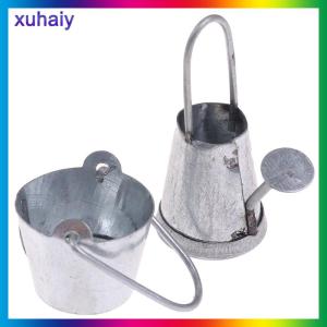 xuhaiy 2pcs set 1:12 Dollhouse Miniature Metal Water Bucket Kettle Model Furniture Toys