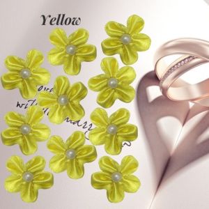 20pcs 2.3cm-2.5cm Mini Pearl Flower Patch Fabric Flower Ribbon Flower DIY Flower Doorgift Flower Satin Ribbon Flower