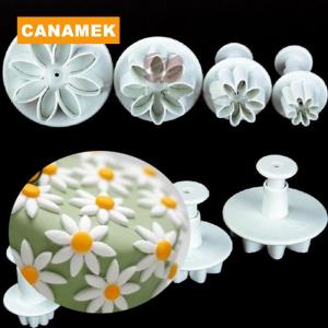【CANAMEK】 4X Cake Fondant Sugarcraft Decor Cookie Mould Mold Plunger Daisy Flower Cutter