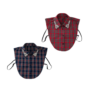 Decorative Collar Plaids Pattern Durable Professional Setting Insert Collar Blouse Lapel