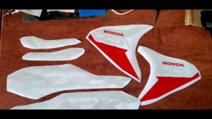 Cutout Honda Click Sticker Set: Reflective Red & White