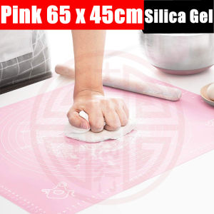 นอนสติ๊กรุ่นหนา 60*40 ซม แผ่นรองอบซิลิโคนทนความร้อนขนาดใหญ่ โรลลิ่งโดคุชชั่น นวดเค้ก Pad Pastry Liner พร้อมสเกล