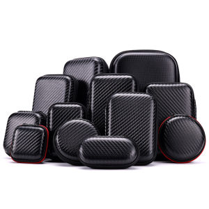 DISOUR Mini Portable EVA Storage Bag Round/Square Built-in Storage Layer Frosted/Carbon Fiber Look Pouch Carrying Bag Zipper case For Earphones/Phone/Switch/Charging Cable ect Accessories Storage