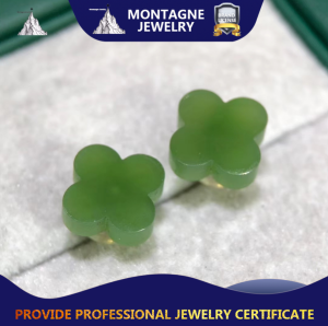 Montagne Jewelry Natural Green Jade 18k Gold Four leaf clover Earring Stud Earrings