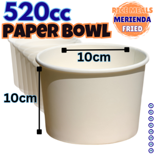 DragonWare 520cc PAPER BOWL PLAIN pack 50pcs rice meals tapa meat egg business party