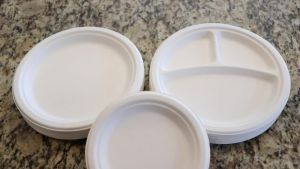 LZD Paper Plates 9 Inch [150 Count] Brown Heavy-Duty - Microwavable Hot & Cold Sturdy Grease Resistant Eco-Friendly Food Grade Sugar Cane Fiber