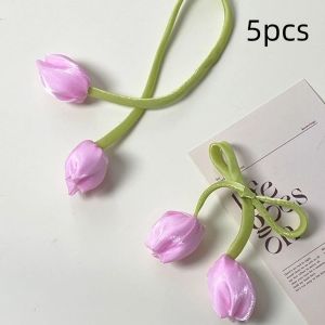 INNEED 5Pcs Set Lace-up Tulip Curtain Straps Gift Wrapping Cake Ornaments Hair Cord Accessories Sweet Curtains Tie Rope