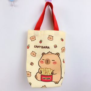 NOER Cartoon Capybara Water Bottle Cover Canvas Scratch-proof Water Bottle Carrier Bag Cute Umbrella Storage Bag Water Bottle Accessories