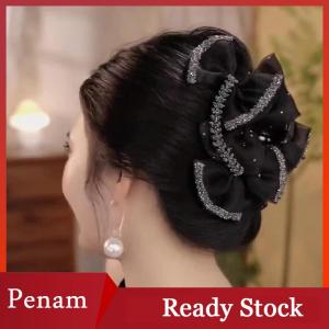 [PAM] Exquisite Elegant Sweet Mesh Bow Hair Clip Womens After Brain Hairpin Headwear Accessories Gifts