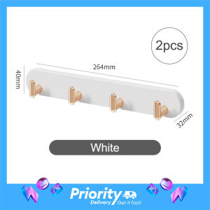 [2pcs/set]Extendable Hanging Hook Multi-Functional Perforation-Free Wall Space Saving Four Rows Hanger