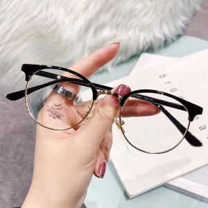 WDS Kacamata Anti Blue Light Anti Radiasi Blueray Premium Gaya Korea Bentuk Bulat Oval Bahan Metal untuk Pria dan Wanita K20