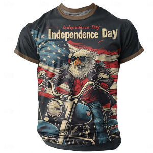 3D Printed Cool Eagle T-Shirt For Men Fashion America Pattern Tees Summer Harajuku Loose Round Neck Tops Short Sleeves T Shirts