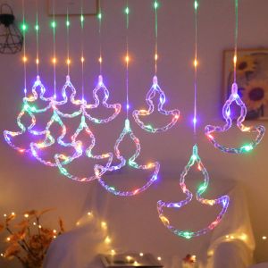 5M Diwali Diya Lights 158LED Fairy Lights Curtain String Lights With 11 Modes For Holiday Indian Diwali Deepavali Decoration
