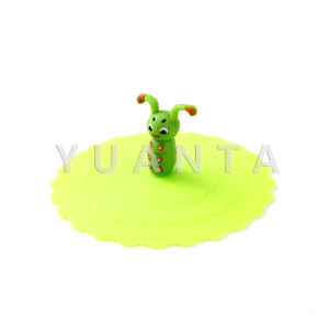 Yuanta ฝาปิดซิลิโคนถ้วยแก้ว ที่จับเป็นการ์ตูน ขนาด10cm นำกลับมาใช้ใหม่ได้ Cup Lid