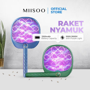 MIISOO Raket Nyamuk Listrik Lipat multifungsi Mosquito Killer 2 IN 1 Pembunuh Nyamuk Jebakan Nyamuk