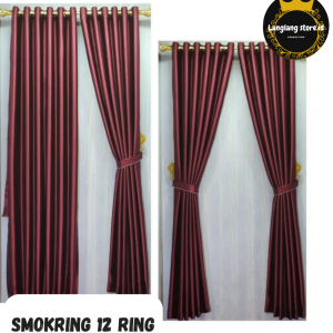 Tirai Jendela Minimalis Elegan 2023 - Hitam Polos/Kain Import Warna Coklat/Biru Abu-abu Bahan Katun dengan Tali dan Hook