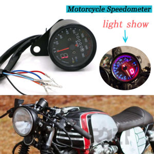 PMShop Universal Motorcycle Cafe Racer Speedometer odometer 0-160 km/u Instrument with LED Indicator