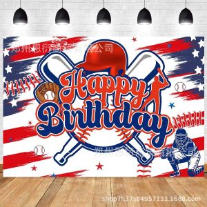 Hantar dari gudang tempatanSports Football Baseball Birthday Backdrop Banner Childrens Birthday Party Decoration Cloth