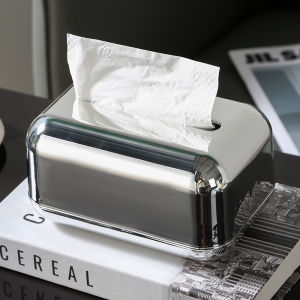 Mirror Silver Luxury Tissue Box with Spring & Magnetic Suction French Medieval Style Home Decor Storage Holder for Living Room Desktop High-End Modern Accent Piece