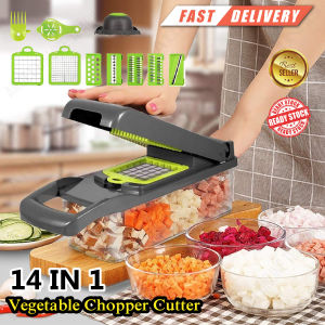 Multifunctional Vegetable & Fruit Cutter Stainless Steel Grater Chopper Peeler Nicer Dicer Slicer/ Alat Pemotong