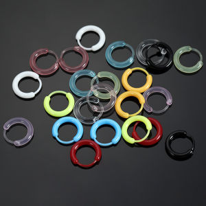 [fenggongshuode] 10Pcs Colorful Resin Hoop Earrings Cute Tiny Earrings For Women Girls Simple Versatile Ear Buckle Jewelry Accessories Gifts