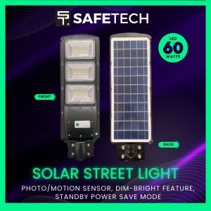 Safetech LED Solar Street Light 60watts | Motion & Photo Sensor 6 Hrs Sunlight Charging Time Works up to 13 Hrs