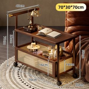 2 Tier Rolling Cart Organizer Wooden Tabletop Trolley Cart Moving Rack With Wheels Coffee Tea Table Bar Cart Home Bar Serving Cart