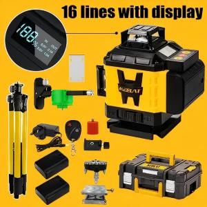 KEELAT 4D 12/16 Line Green Laser Level Self-Leveling Auto Measuring Tool with 1.2M Adjustable Tripod & Battery