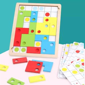 Montessori Logical Thinking Building Block Tetris Toy – Tangram Puzzle Brain Training Educational Toy-T139