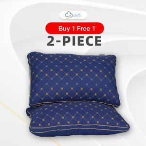 Mua 1 tặng 1Gối ngủ sợi bông mềm êm thêu sao Hilton DOFIA cao cấp chống vón cục khi giặt bảo hành 7 ngày - Chính hãng