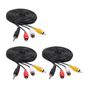 3.5mm Male to 3RCA Adapters Cable for Clear Sound and Video Output Converters