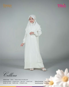 Nibras Sarimbit Celline Gamis Anak Perempuan Bahan Dobby Selina Baby Doll Set Hijab White NEW 2025