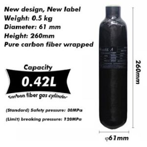 0.42L Carbon Fiber Tank Water Flora Cabinet Equipment CO2 Aquarium Oxygen Tank For Cylinder Diving