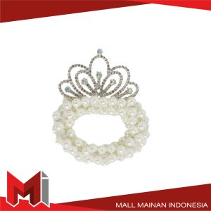 MallMainan-C879 Ikat Rambut Anak Perempuan Motif Mahkota Mutiara Crown Gaya Korea / Girls Hair Ties Karet Rambut Mutiara Anak / Ikat Rambut Princess Lucu Import