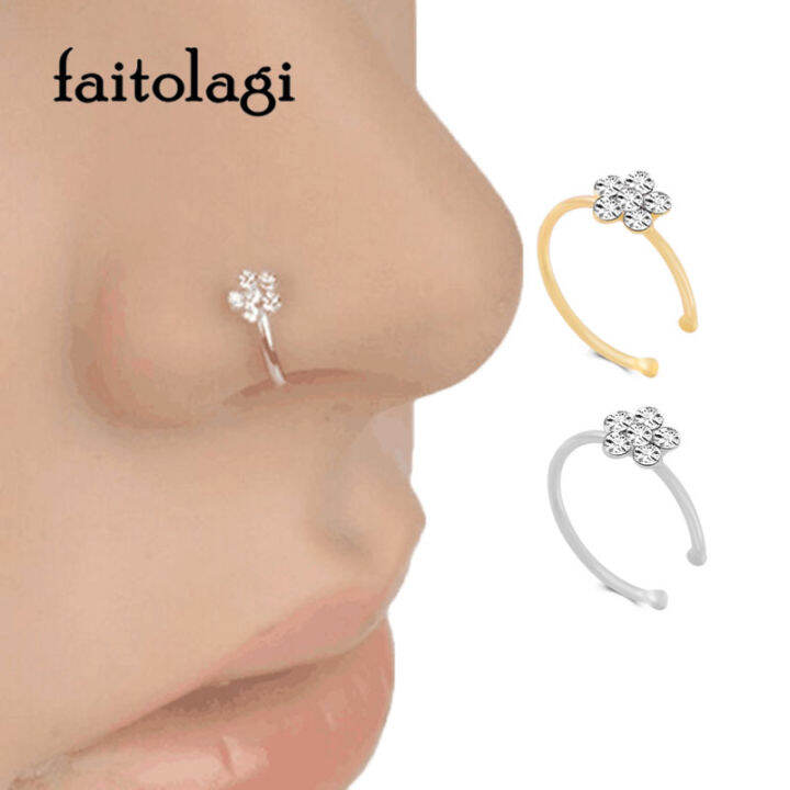 Rhinestone nose deals ring hoop