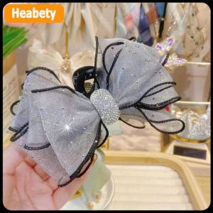【2-3 days delivery】 Korean Style Mesh Bow Rhinestone Hair Claw Vintage Elegant Hair Clamp Hairpin Shark Clips For Women Fashion Hair Accessories