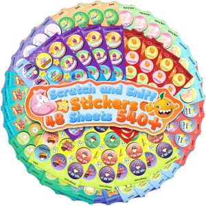 HORIECHALY Scratch and sniff Stickers Smelly Stickers for Kids - 48 Sheets Reward Stinky Stickers Gift for Christmas