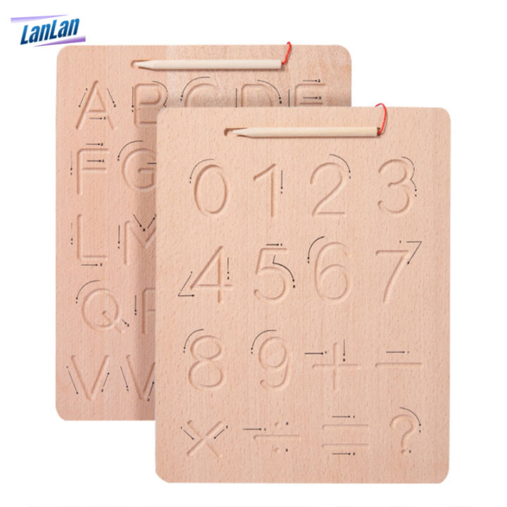 Number Letter Tracing Board Double Sided Wood Handwriting Practicing ...